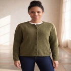 Crew Neck Boxy Button-front Cardigan image number null