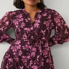 V Neck Button-front Tiered Sheer Overlay Maxi Dress image number null