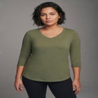 Signature 3/4 Sleeve V-Neck Tee image number null