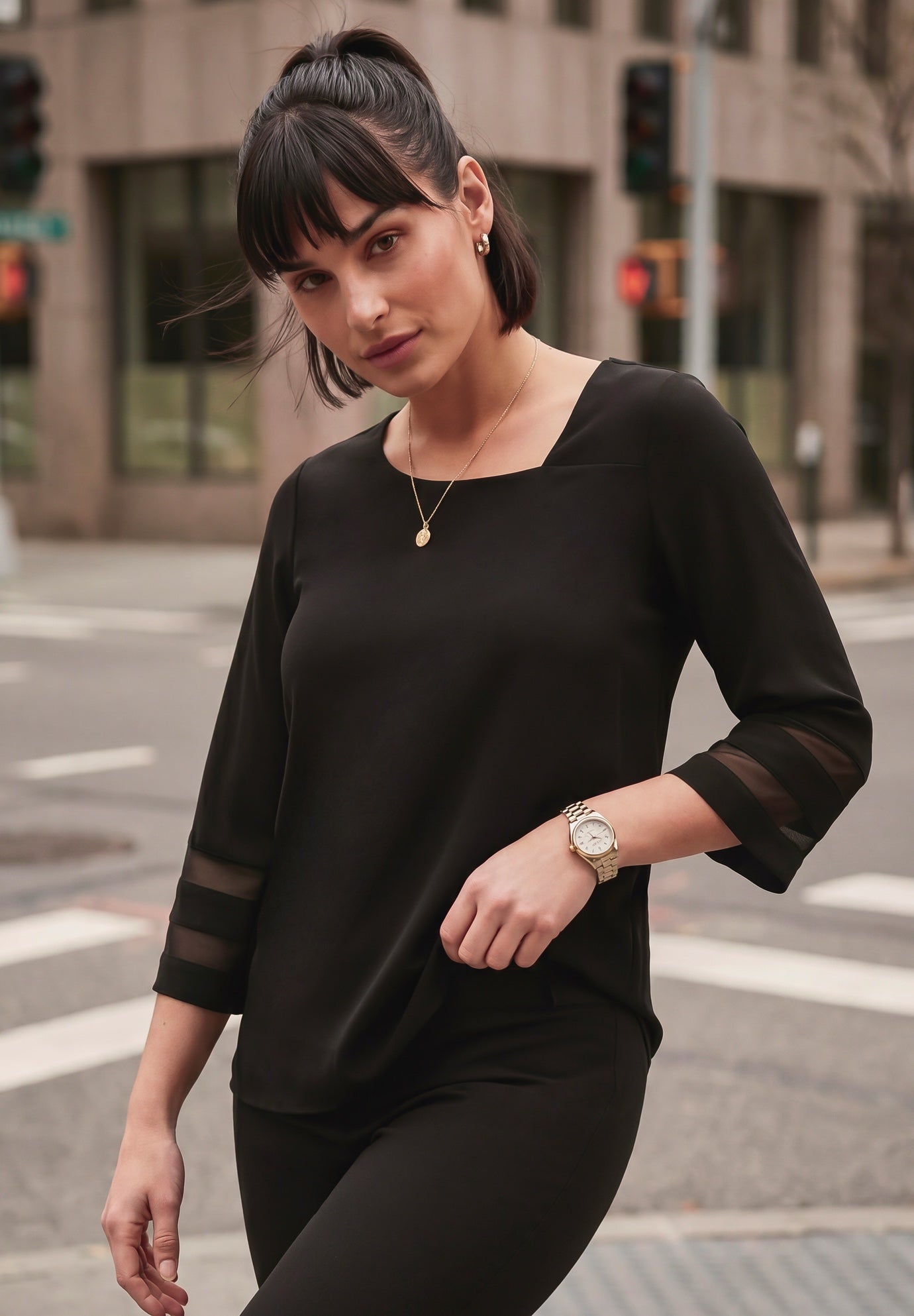 Sheer Bell Sleeve Tunic image number 1