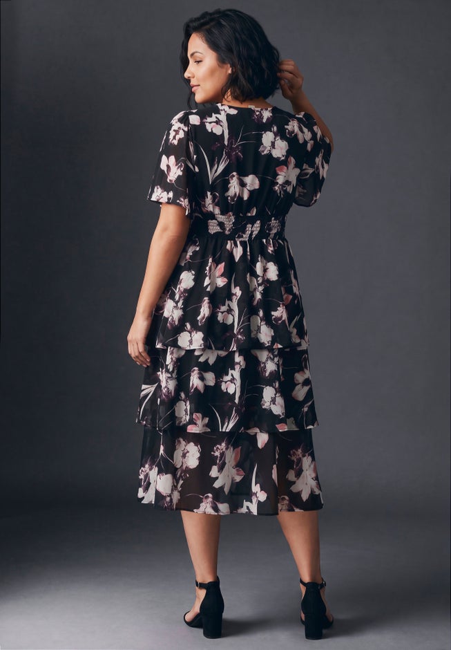 Tiered Flutter Midi Dress image number 1