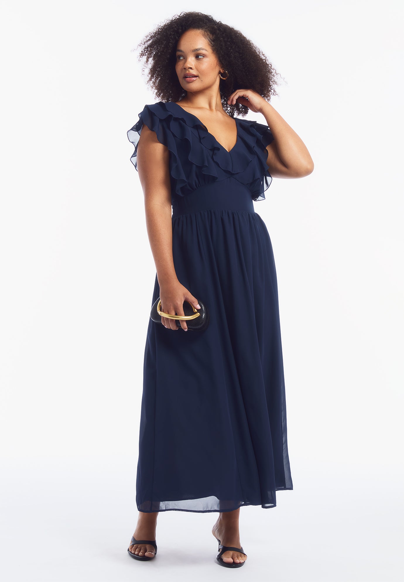 Ruffled Chiffon Maxi Dress image number 3