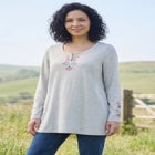 Embroidered Long-Sleeve Swing Tunic image number null