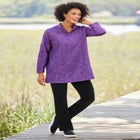 Stretch-Cotton Knit Pull-On Bootcut Leggings image number null