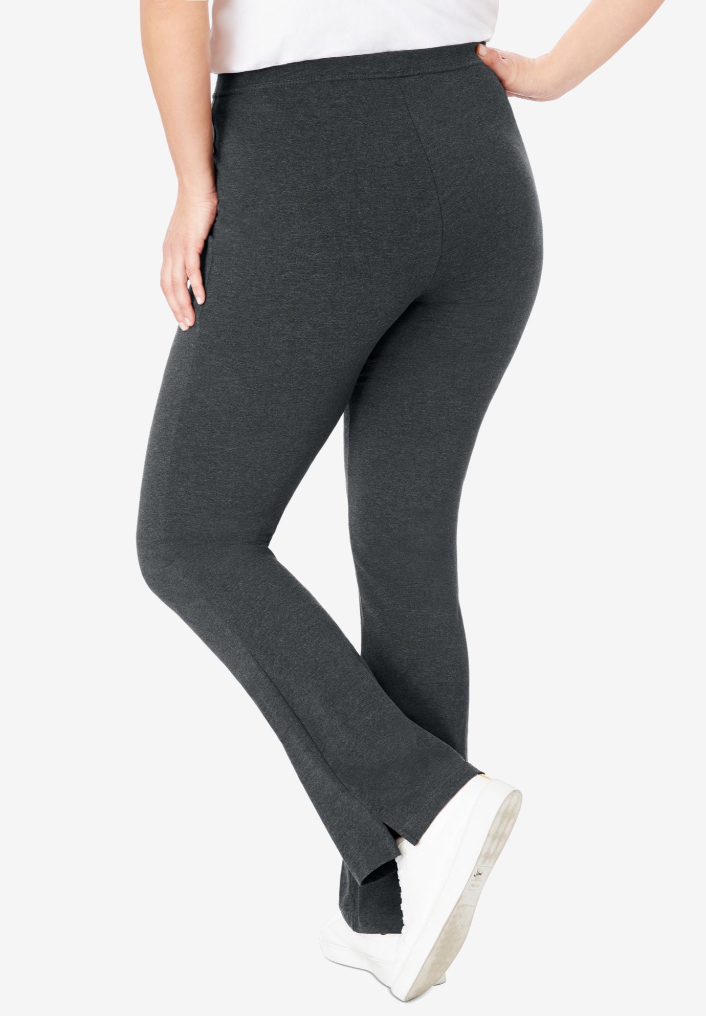 Stretch-Cotton Knit Pull-On Bootcut Leggings image number 1