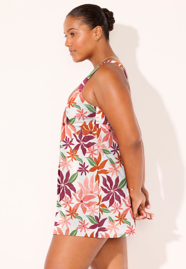 Shirred Sweetheart Two-Piece Swimdress image number 4