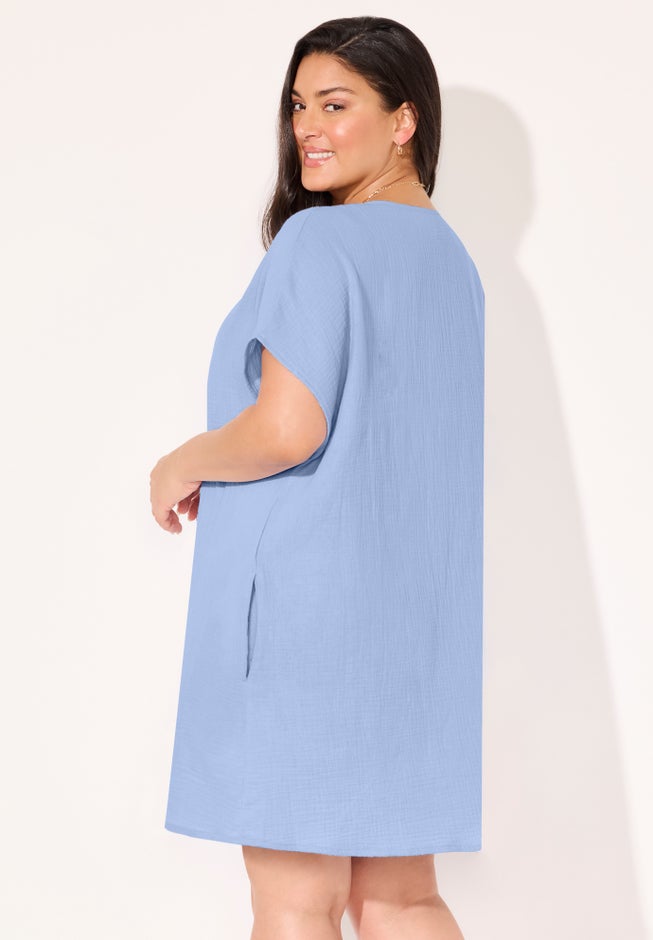 Cotton Gauze Ring Front Cover Up Dress image number 3