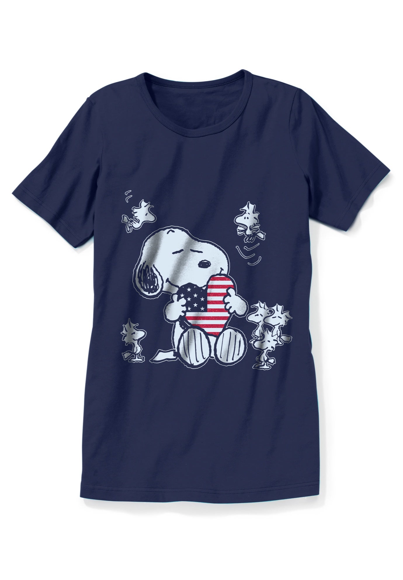 Heart Flag Hug Snoopy Crewneck Tee image number 1