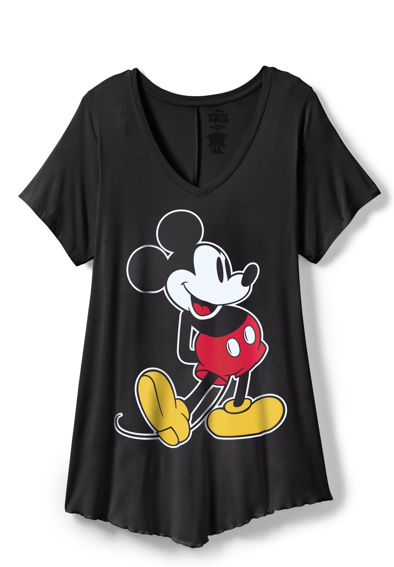 Mickey Mouse V Neck Point Hem Tee image number 1
