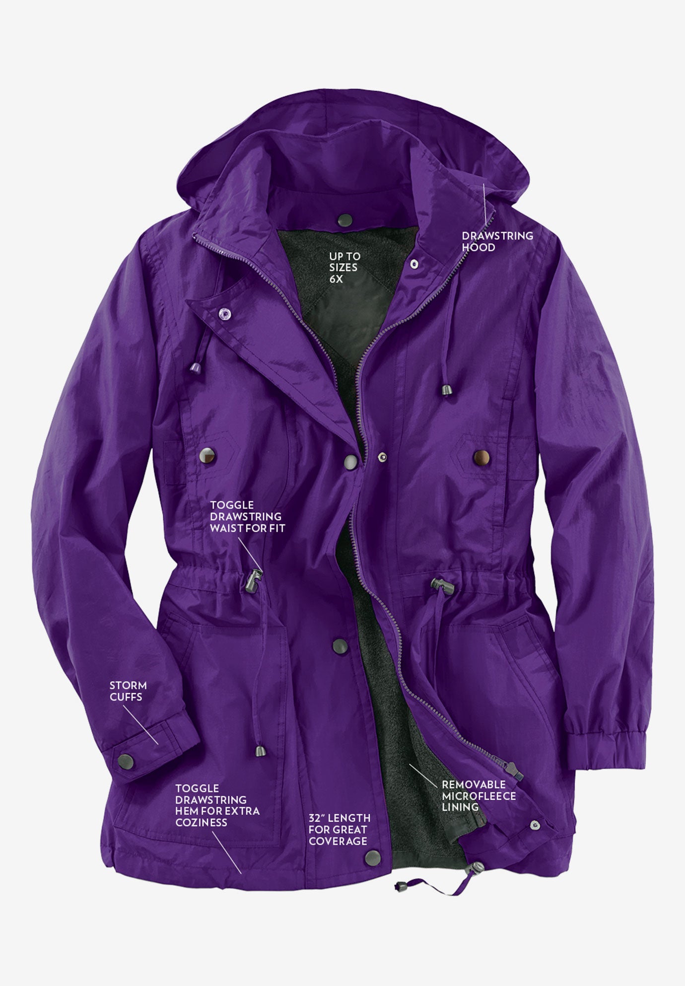 Fleece-Lined Taslon&reg; Anorak image number 1