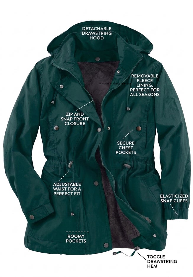 Taslon&reg; Anorak Jacket with Removable Fleece Lining image number 1
