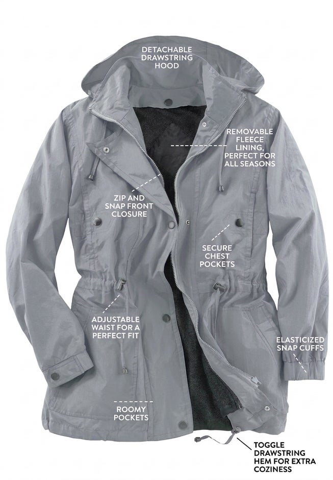 Taslon&reg; Anorak Jacket with Removable Fleece Lining image number 1