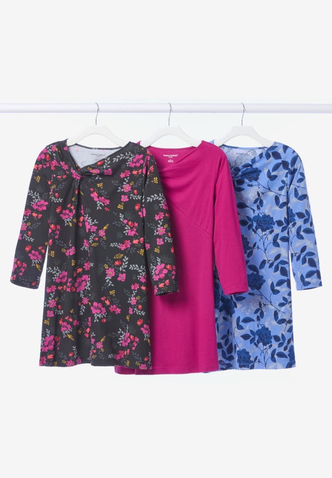 Knotted Neckline Swing Cotton-Blend Tunic image number 1