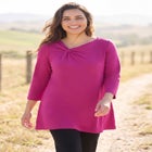 Knotted Neckline Swing Cotton-Blend Tunic image number 0