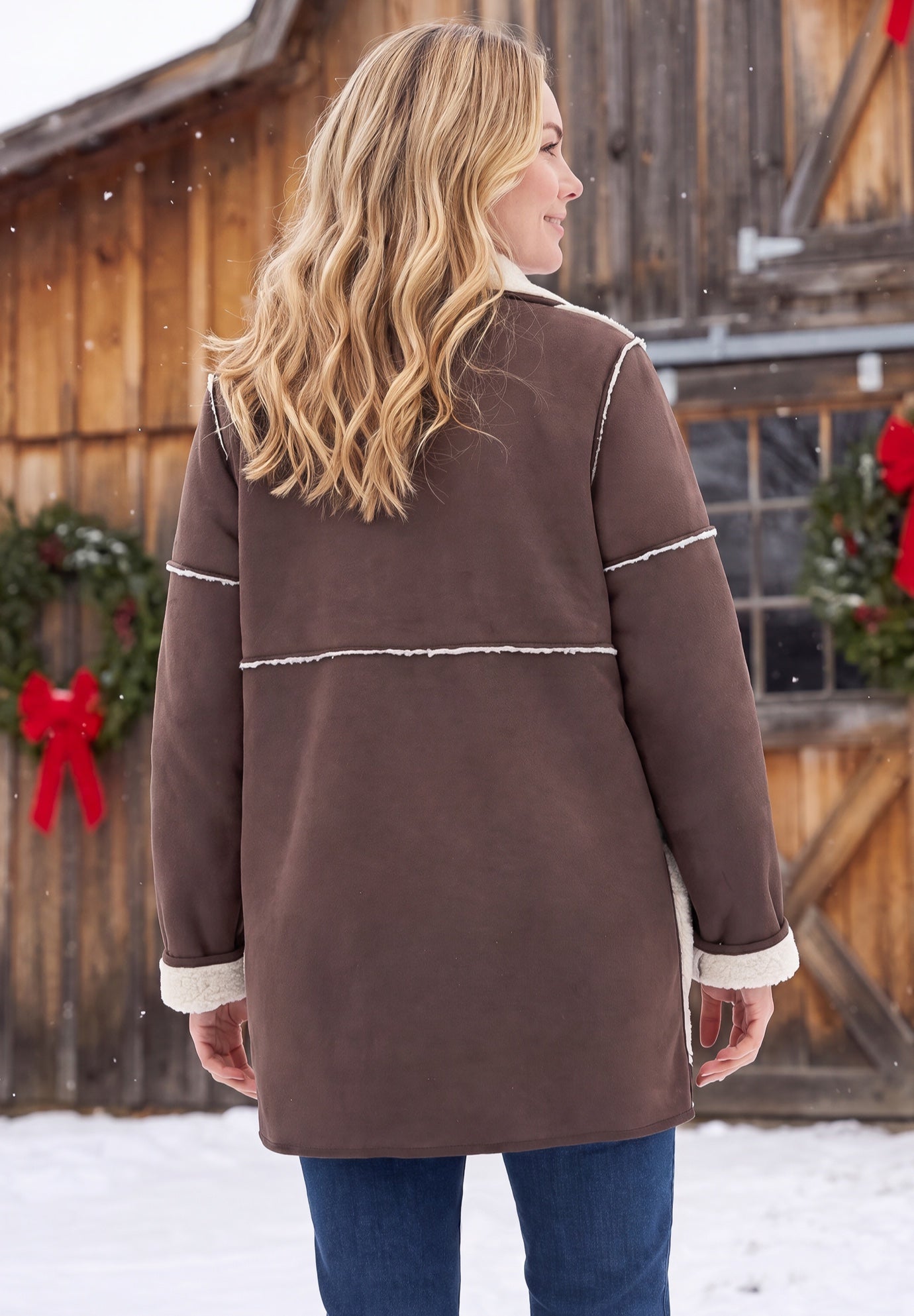 Faux Suede Shearling Versatile Reversible Coat image number 1