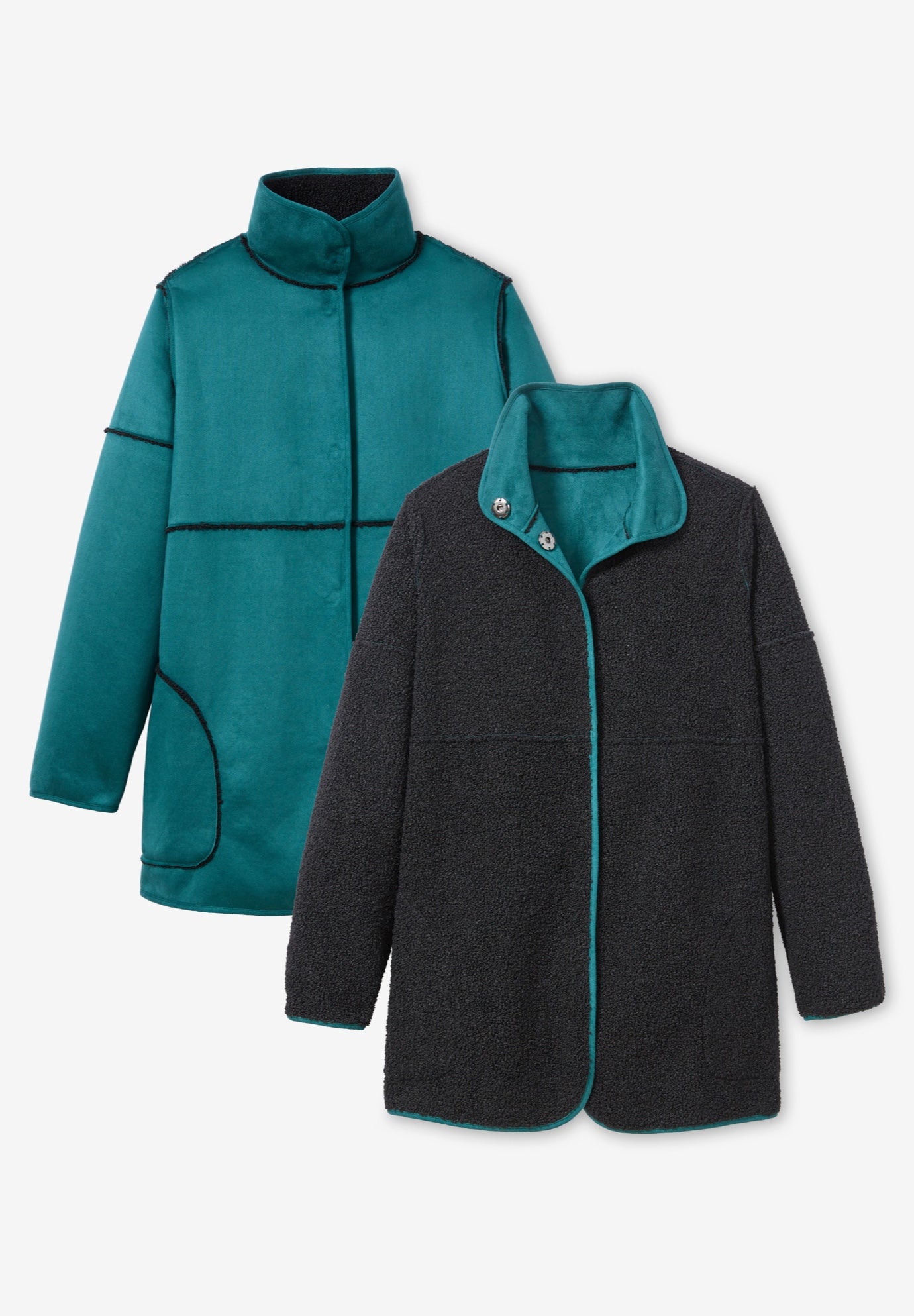 Faux Suede Shearling Versatile Reversible Coat image number 1