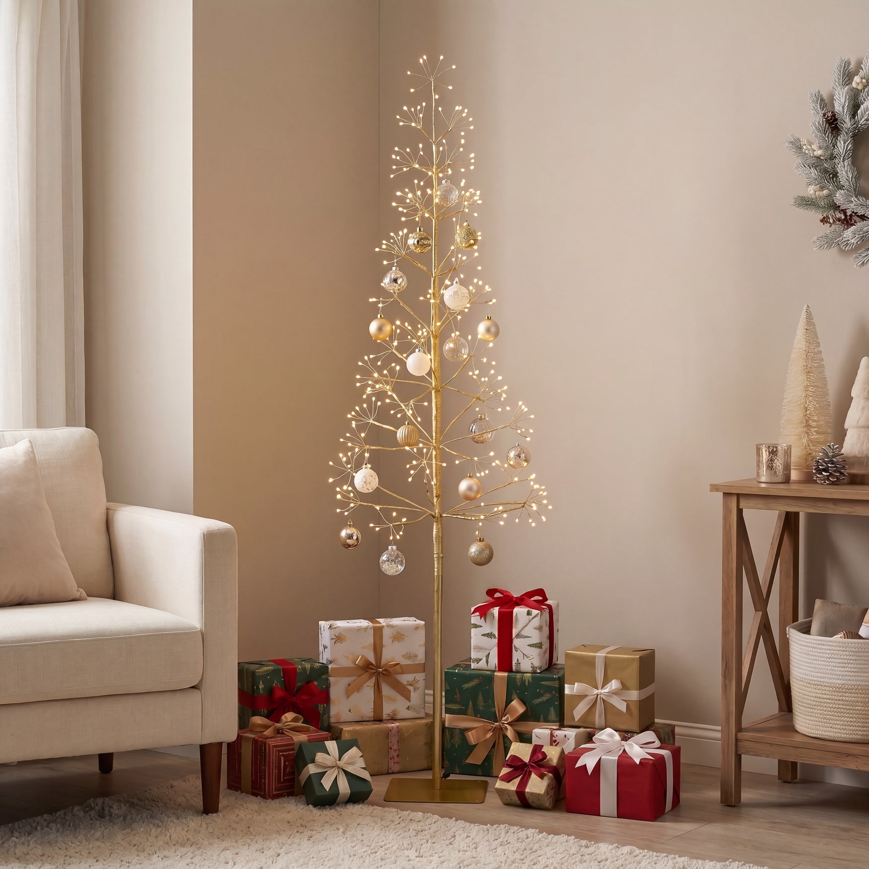 5 Ft. H Gold LED Starburst Tree image number 3