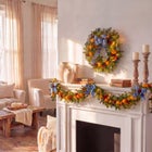 24" Pre-Lit Indigo Harvest Wreath image number 1