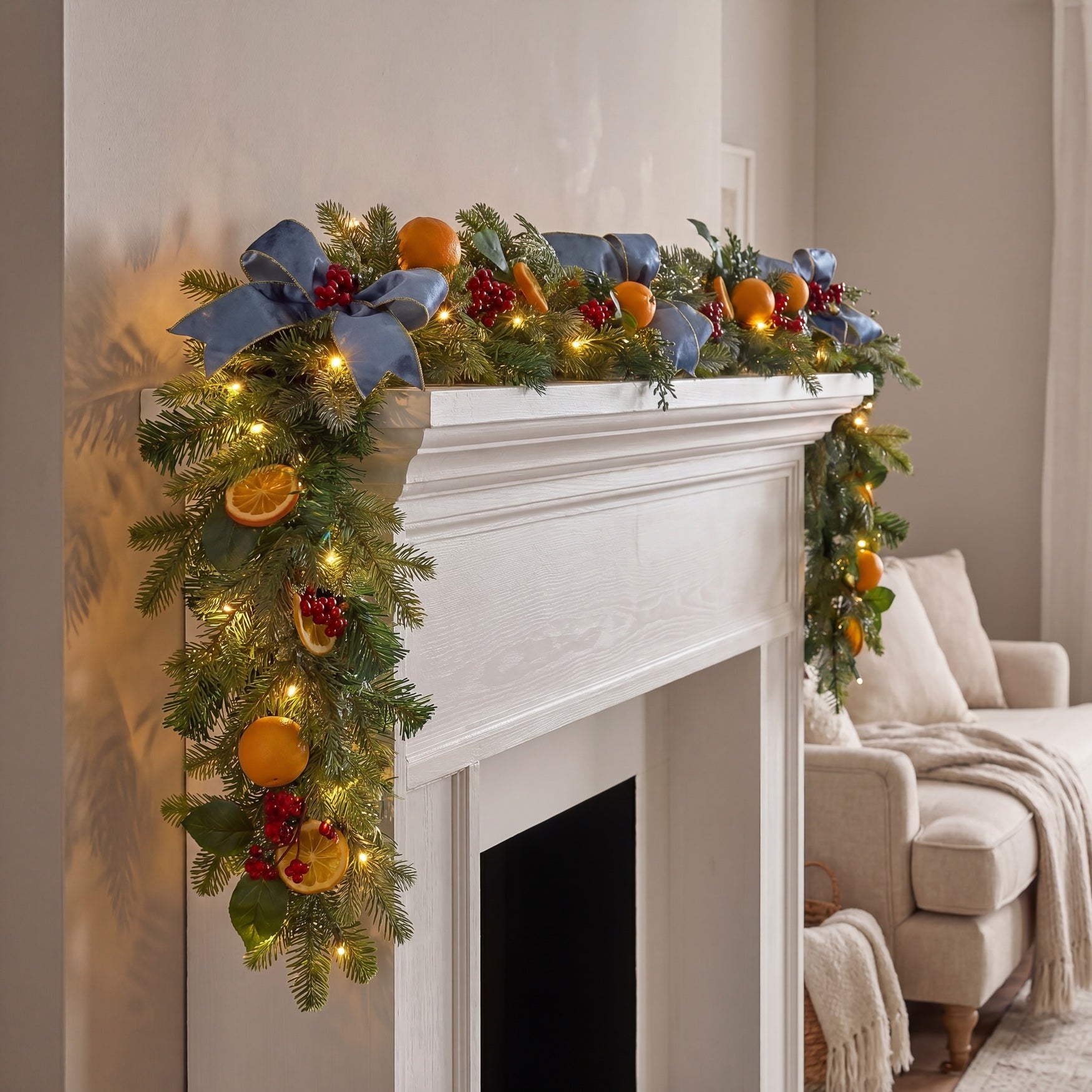 6 Ft. Pre-Lit Indigo Harvest Garland image number 2