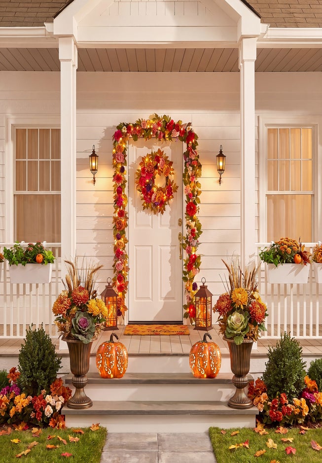 24" Pre-Lit Peony Delight Wreath image number 4