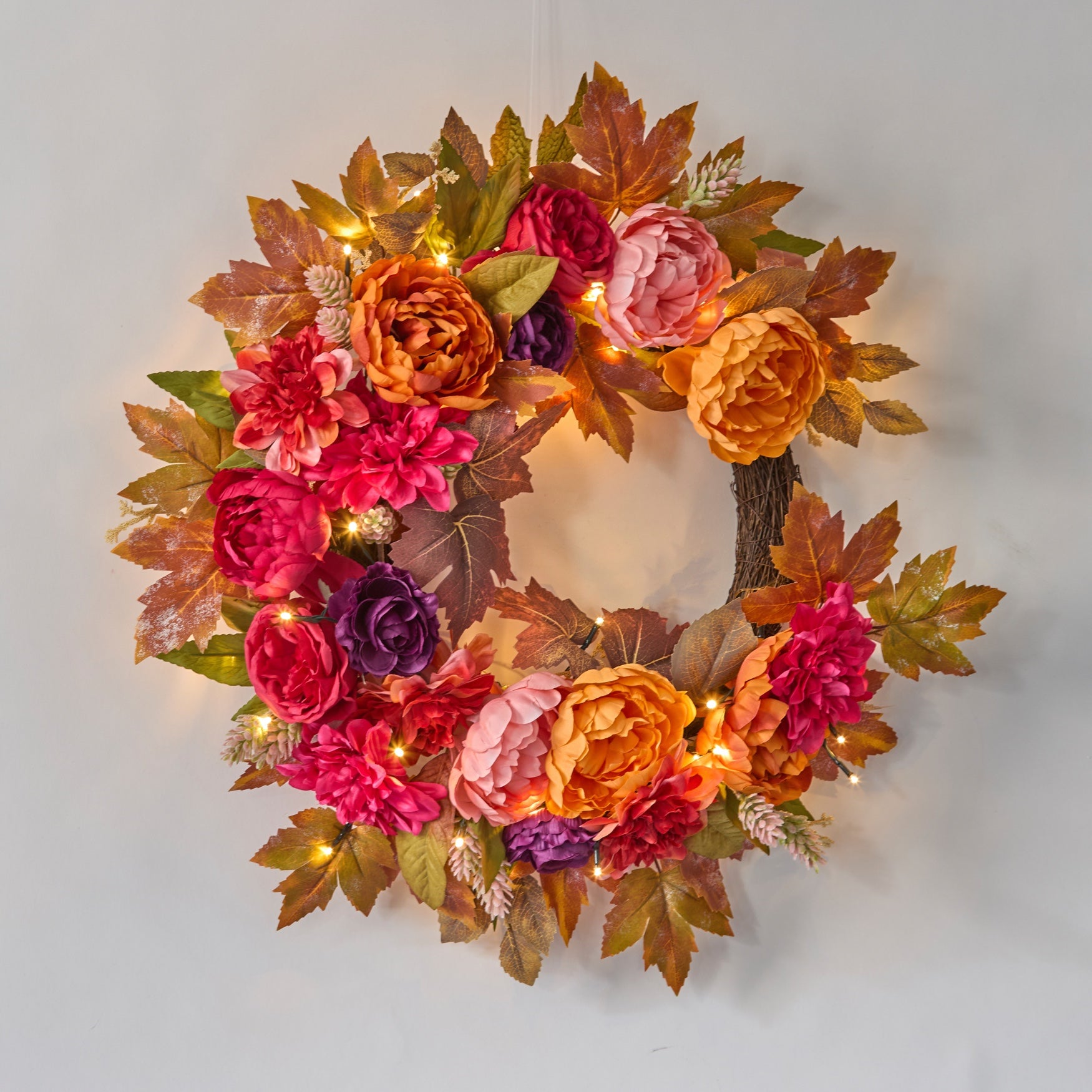 24" Pre-Lit Peony Delight Wreath image number 0
