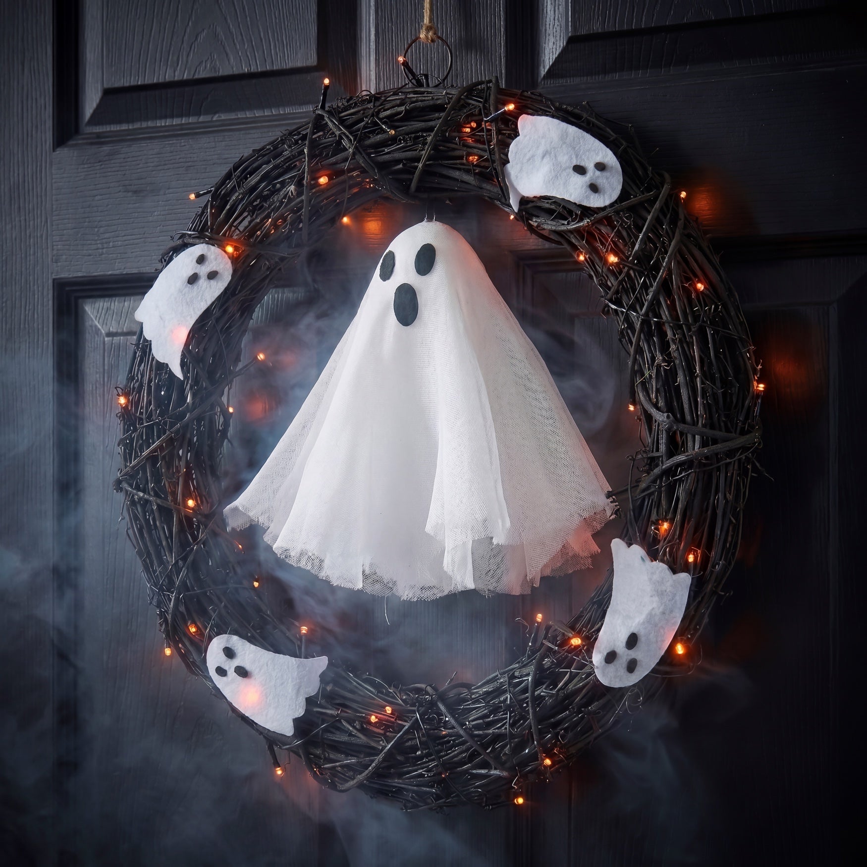 20" Pre-Lit Ghost Wreath image number 4