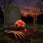 Set of 3 Pre-Lit Skull and Hand Stake image number null