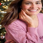 Pointelle Blouson-Sleeve A-Line Sweater image number 1