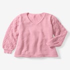Pointelle Blouson-Sleeve A-Line Sweater image number 2