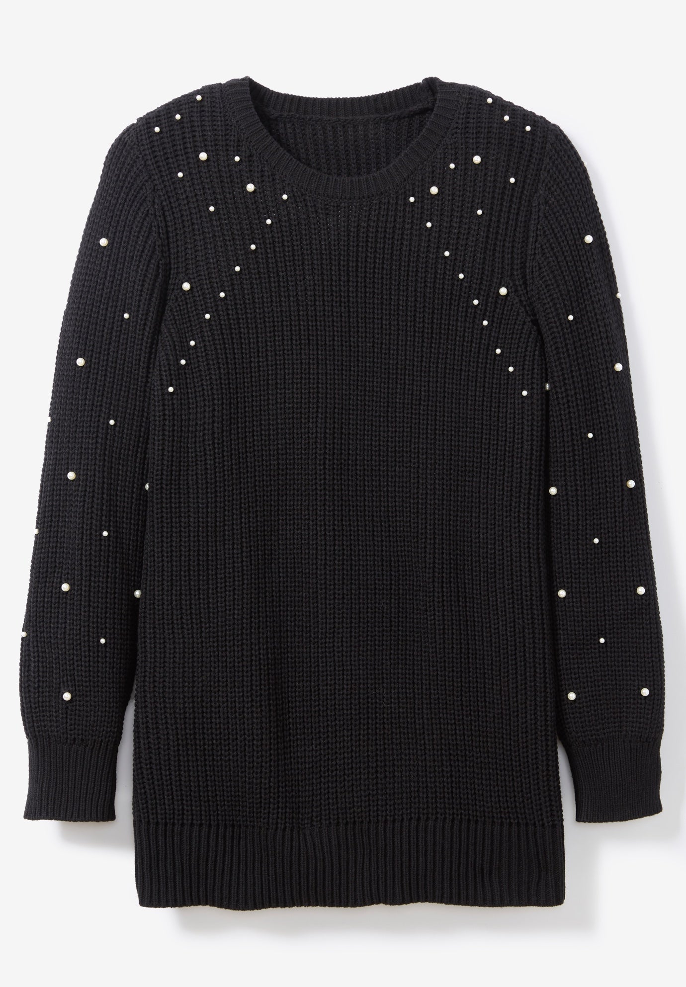 Pearl-Embellished Scoop Neck Sweater image number 1