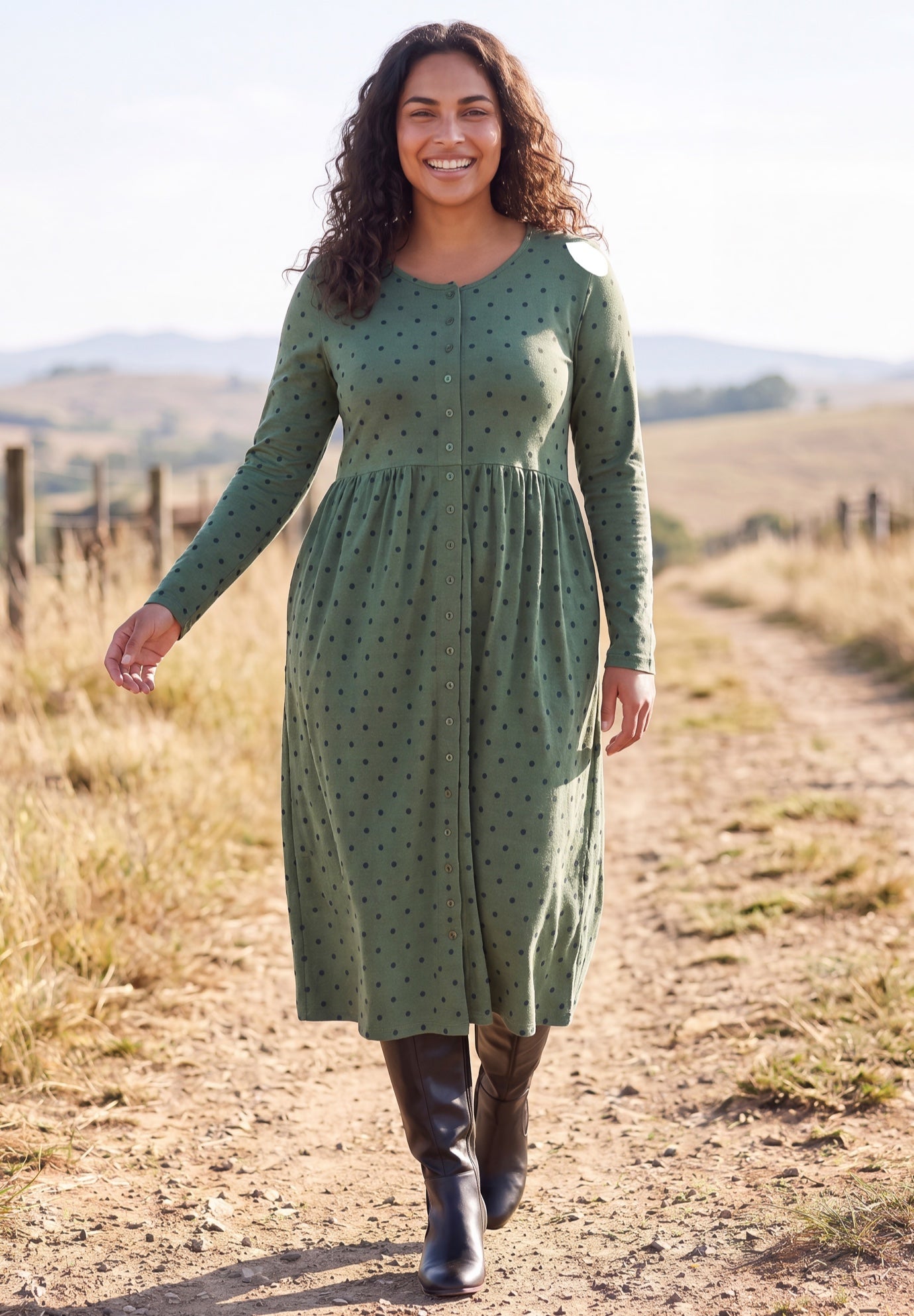 Long-Sleeve Button-Front Knit Dress image number 0