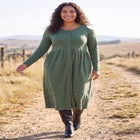 Long-Sleeve Button-Front Knit Dress image number 1