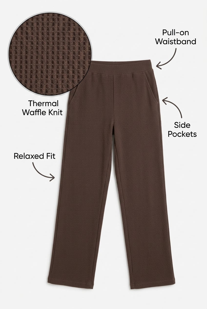 Everyday Waffle-Knit Straight-Leg Pull-On Pant image number 1