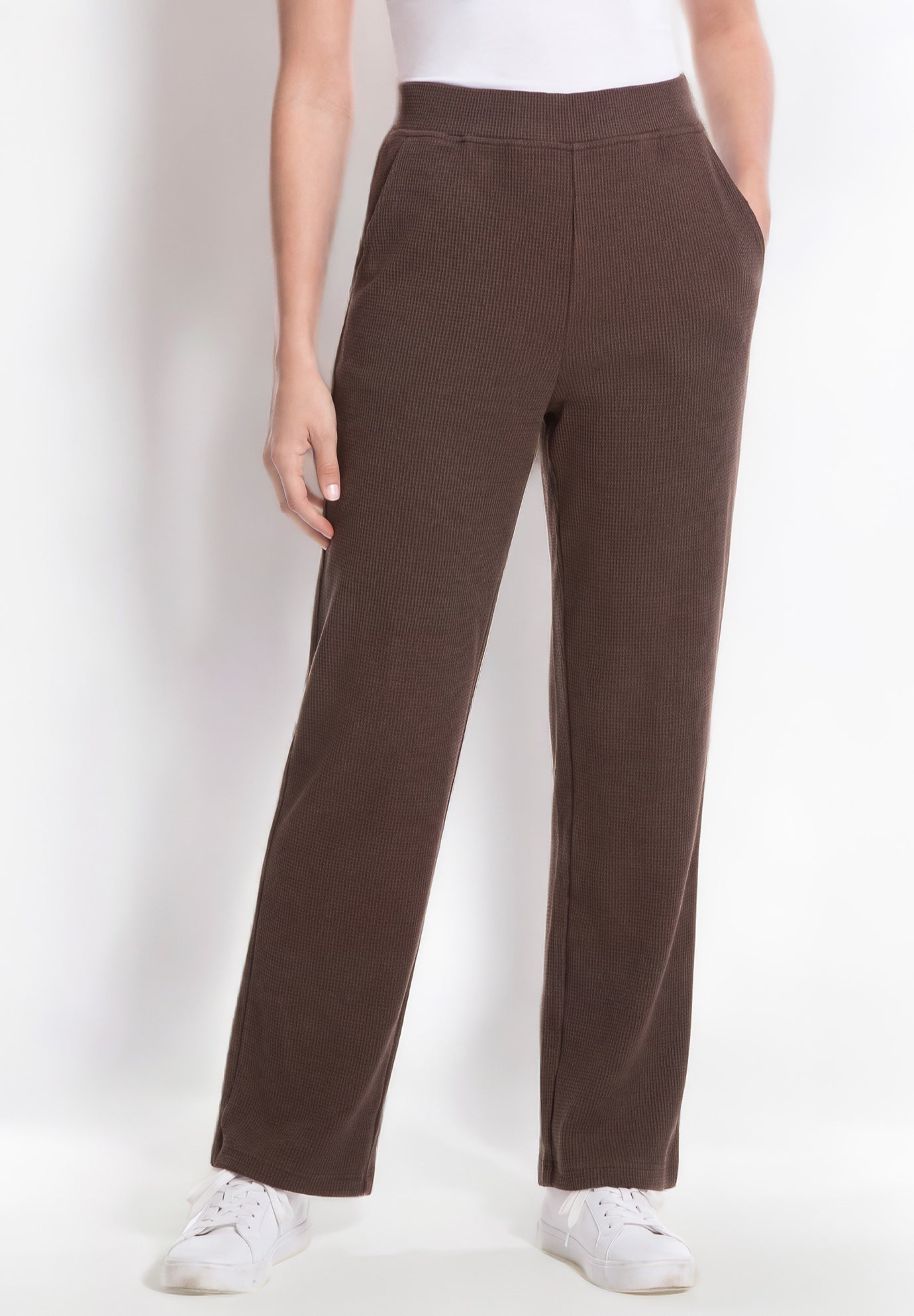 Everyday Waffle-Knit Straight-Leg Pull-On Pant image number 0
