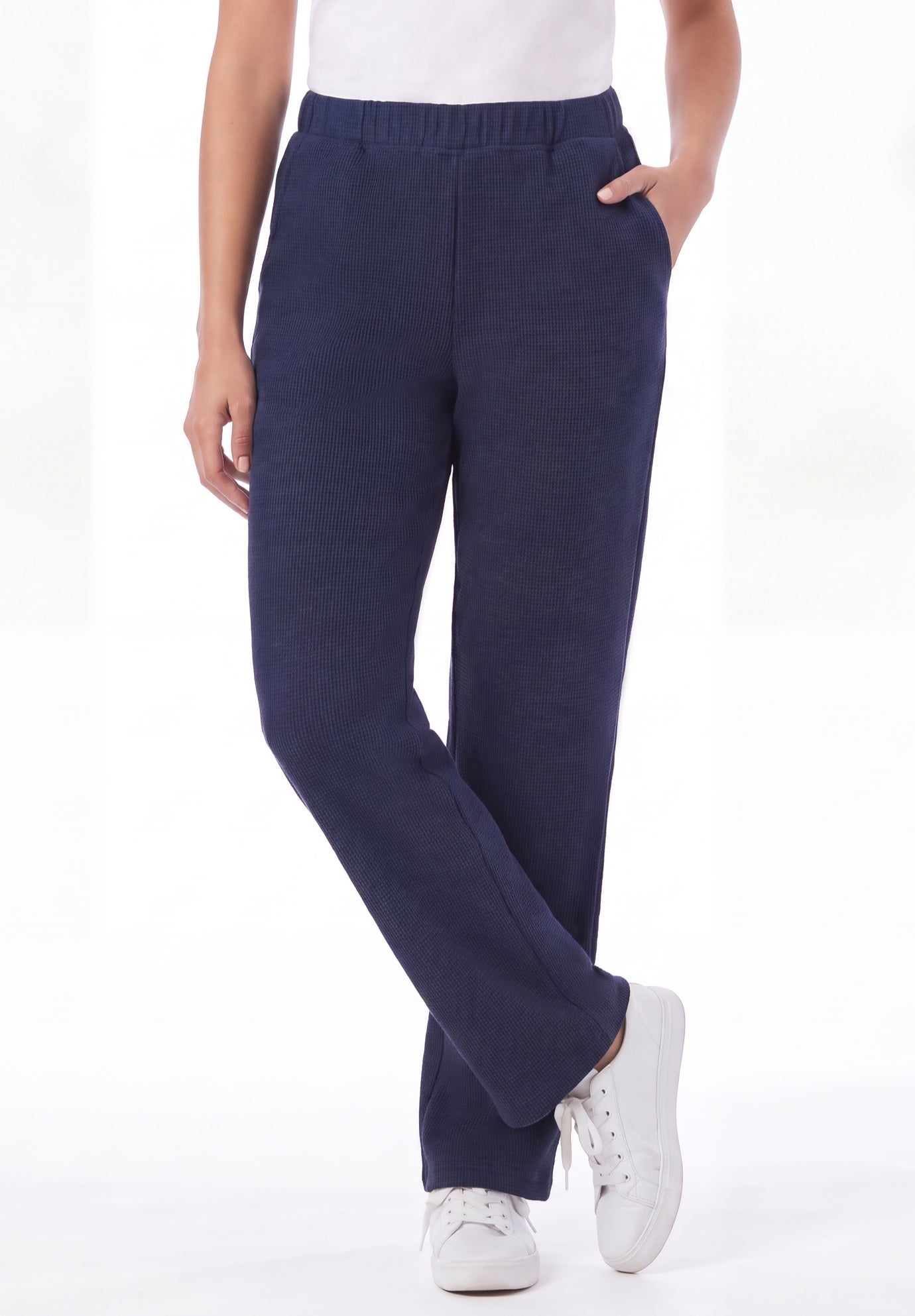 Everyday Waffle-Knit Straight-Leg Pull-On Pant image number 0