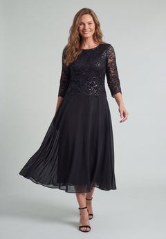Two-fer Lace Bodice Georgette Dress