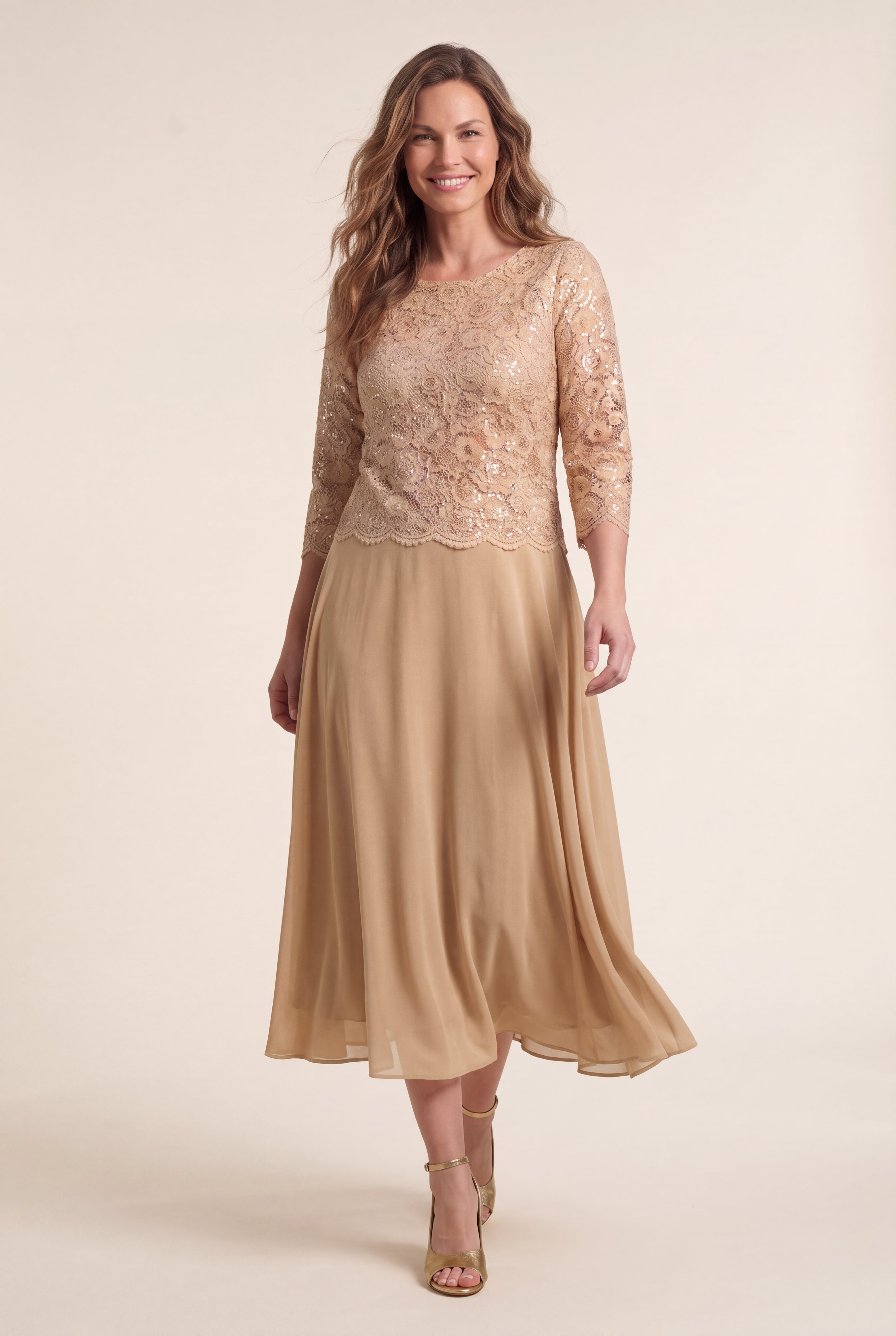 Two-fer Lace Bodice Georgette Dress image number 0