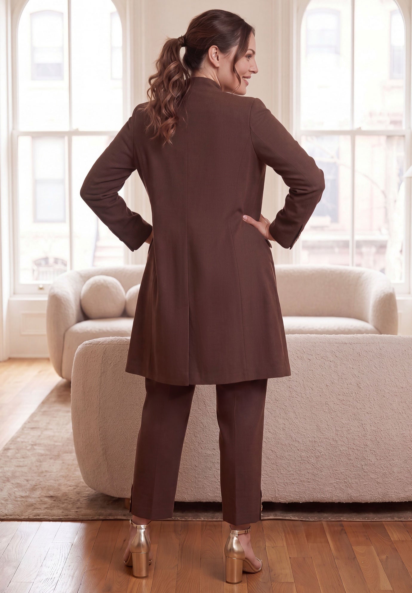 Stretch Crepe Duster Jacket Pantsuit image number 1