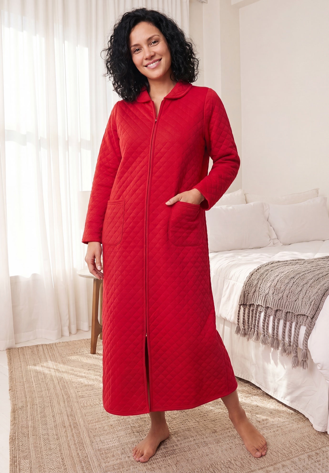 Warm Cozy Quilted Zip Robe image number 0