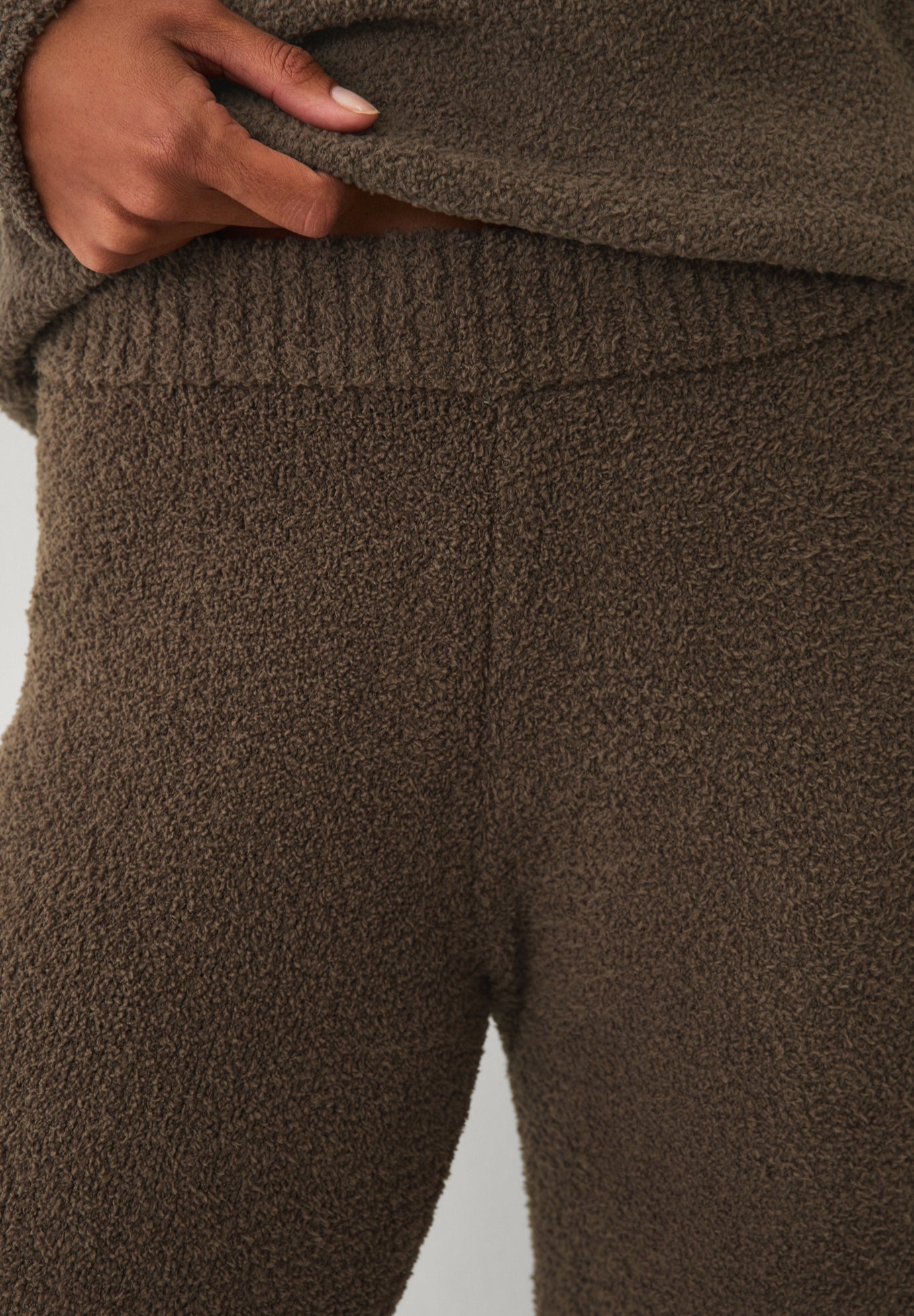 Mid Rise Sherpa Wide Leg Lounge Pants image number 3