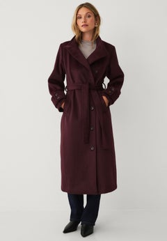 Long Double-Breasted Wool-Blend Belted Coat