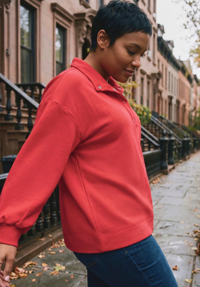French Terry Quarter Snap Pullover image number 4