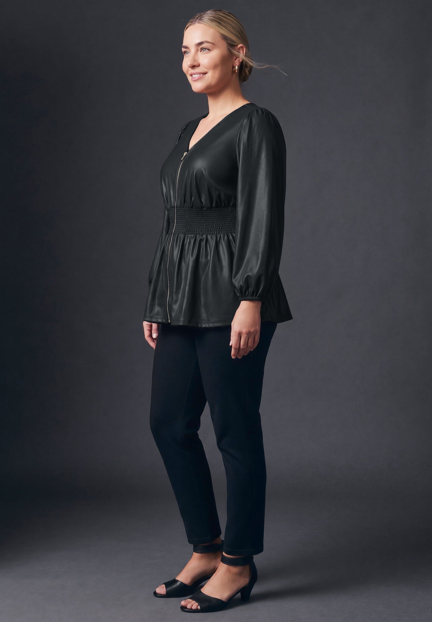 Liquid Knit Zip Front Top image number 1