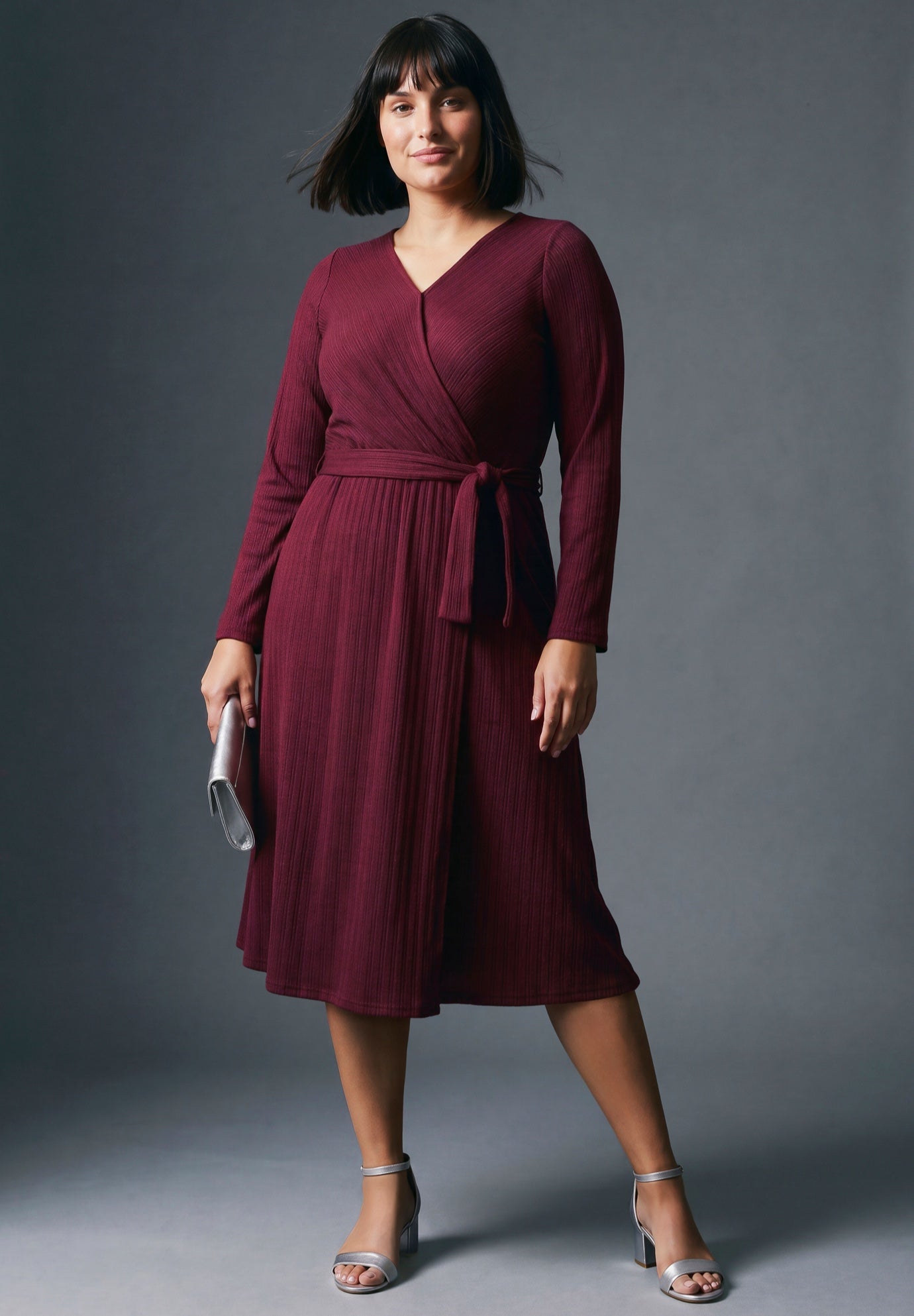 Rosalind Faux Wrap Knit Dress image number 0