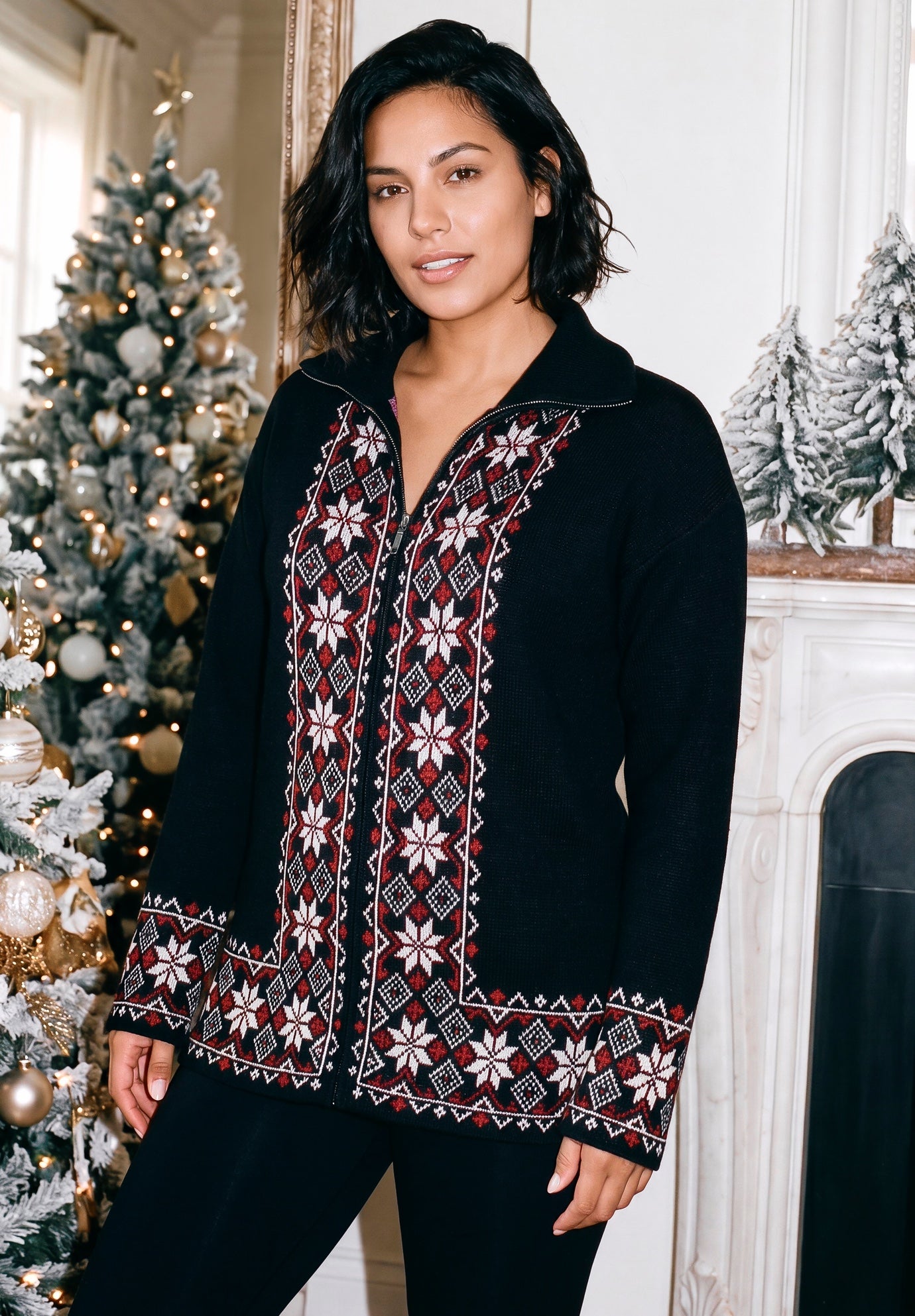 Fairisle Zip Front Cardigan image number 0