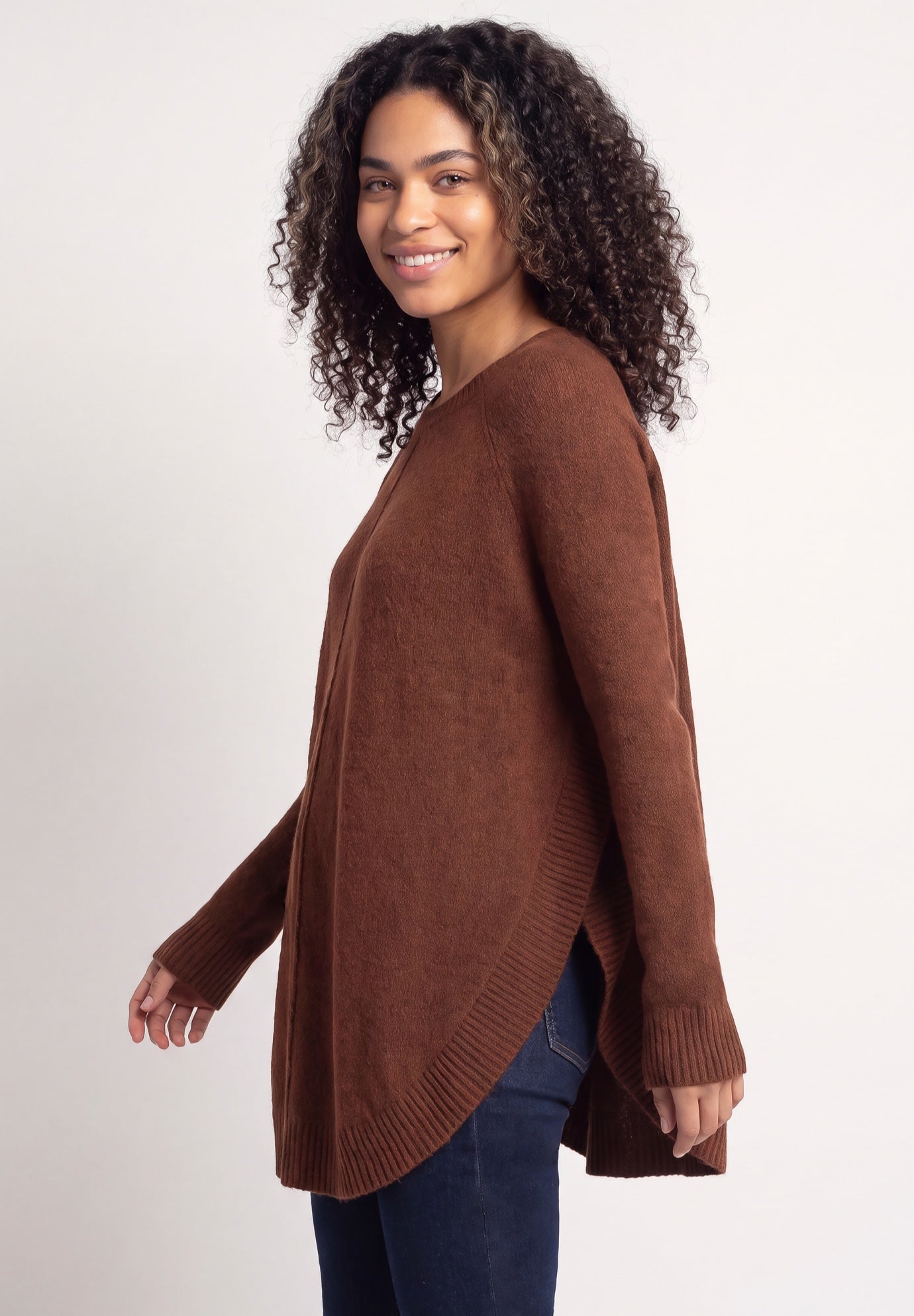 Scoopneck Long Sleeve Pullover Poncho Sweater image number 2