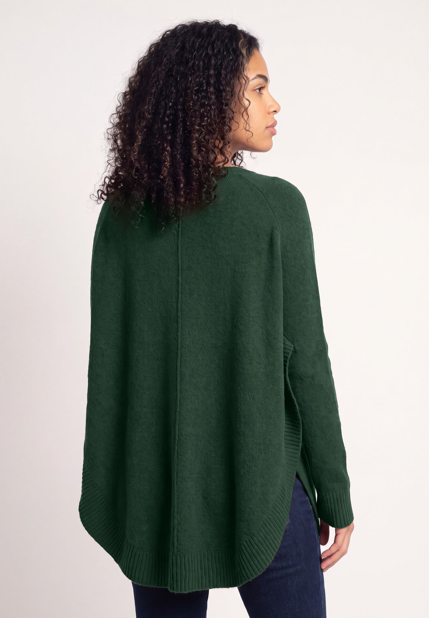 Scoopneck Long Sleeve Pullover Poncho Sweater image number 1