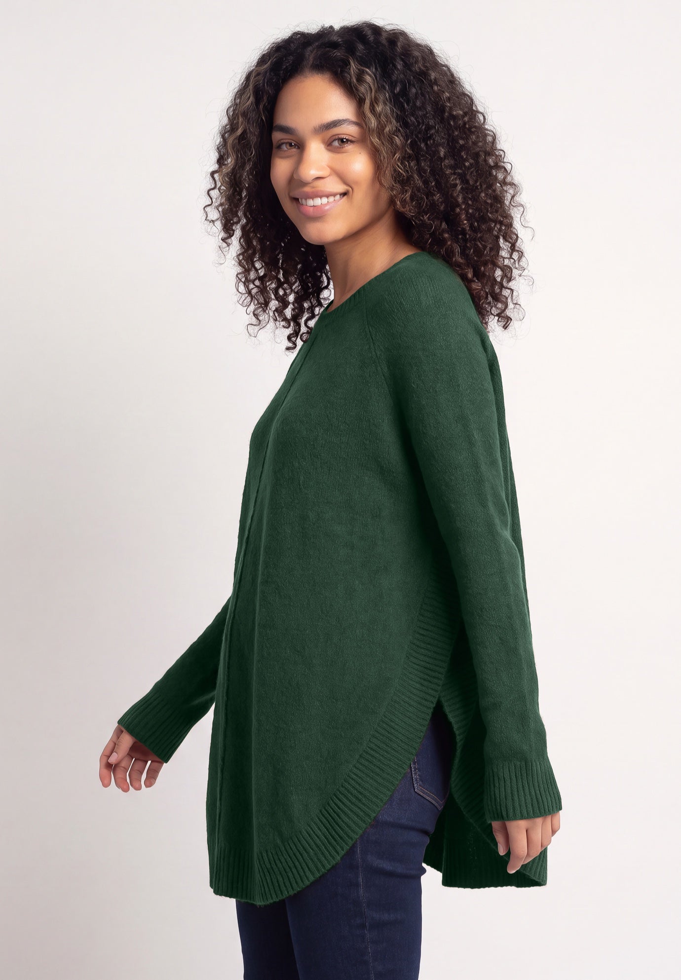Scoopneck Long Sleeve Pullover Poncho Sweater image number 2