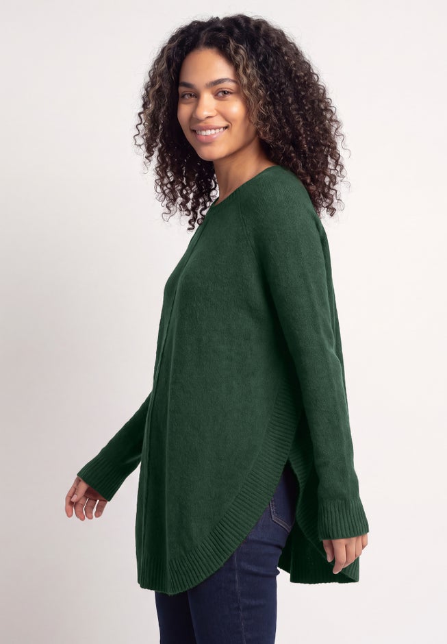 Scoopneck Long Sleeve Pullover Poncho Sweater image number 2