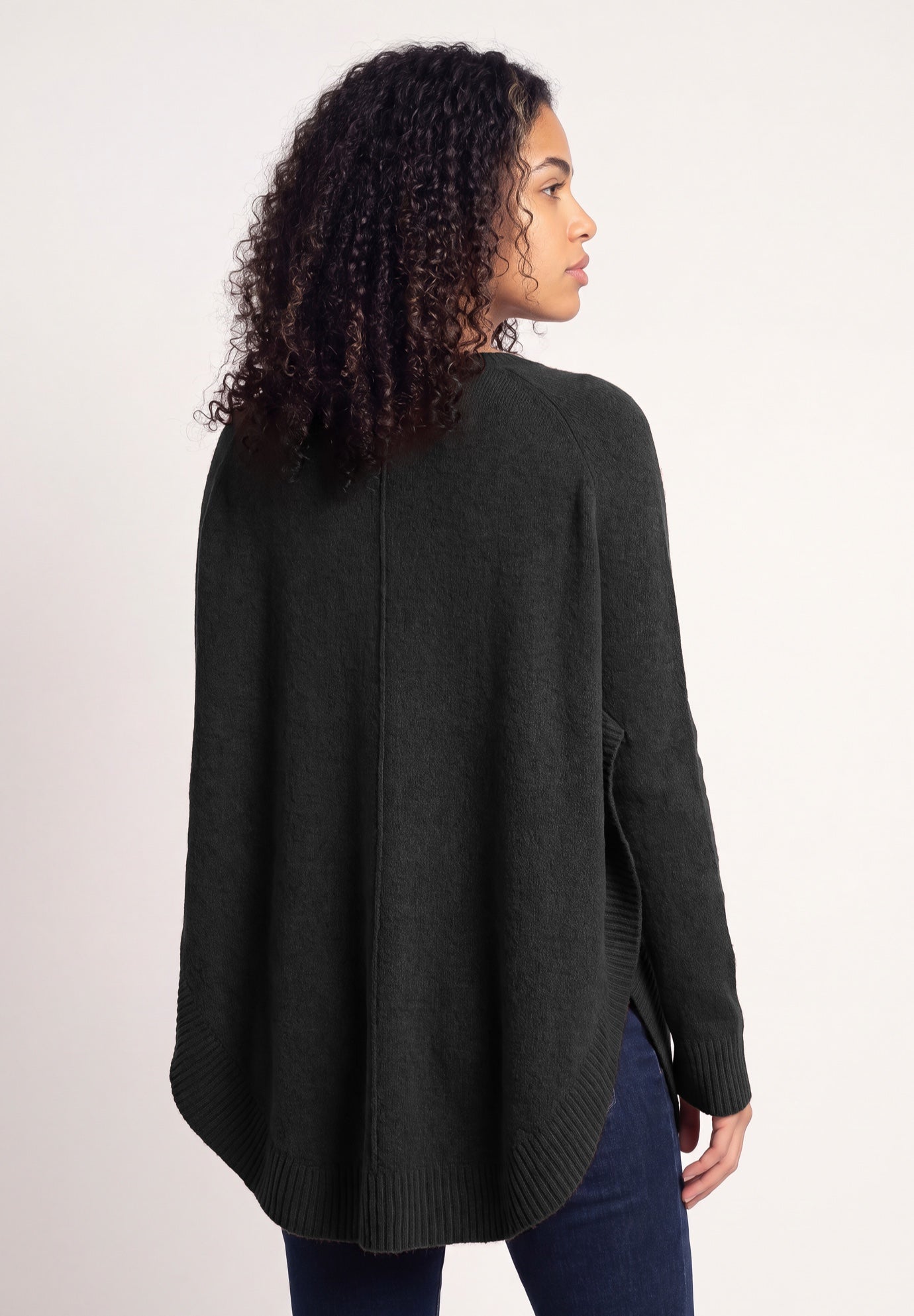 Scoopneck Long Sleeve Pullover Poncho Sweater image number 1